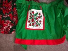 Lot Of 3 Vintage Christmas Aprons 1 Ruffled 1 Embroidered Red White Green Black