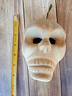Vintage Mexican Folk Art Hand Carved Wood Skull Mask 6  Rare Find