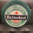 Heineken Vintage Beer Bar Sign  Working Light 17in Round