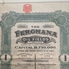 Framed Ferghana Oil Fields Limited Stock Certificate  14 3 4   x18 3 4   