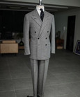 Houndstooth Men s Suit Winter Autumn Warm Business Formal 2pcs Tuxedo Jacket