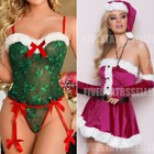 Lot Sexy Women Christmas Lingerie Santa Sleepwear Lace Babydoll Underwear Dress