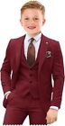 Boys Suit 3 Pcs Slim Fit Kids Tuxedo Suit Formal Wedding Outfit Blazer Vest Set