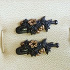 Late Edo Japanese Menuki Sword Fitting Floral Motif Metalwork 3 7cm Koshirae Jp
