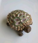Stoneware Tortoise Turtle Bonsai Statue Figurine Covered In Seashells Vintage
