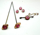 Antique Hatpin Excellent Complete Cased Set Sparke Sweet Pink Just Lovely