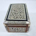 Egyptian Mosaic Inlay Box Mother Of Pearl Abalone Jewelry Trinket Box 3 5    Egypt