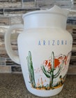 Arizona Cactus Pitcher Blakely Oil   Gas Frosted Glass Vtg Mcm 1950 s 60 s Read 