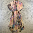 Vintage Abstract Dress Sz S m Multicolor Babydoll Hi- Low Summer 90s Retro