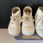 Vintage 3 Pairs 1950 s Soft White Leather Baby Shoes In Advertising Box Walking