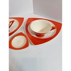 Salem Tricorne Tea Snack Set 12pc Orange Mcm Art Deco Vintage Good Condition