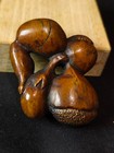 Antique Japanese Carved Wood Netsuke Chestnuts Signed Kosuke Edo Style Patina