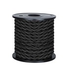 50ft Twisted Cloth Covered Wire  18-gauge Vintage Fabric Lamp Cord  Black 2-cond
