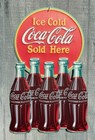 Ice Cold Classic Coke Glass Bottle Sold Here Coca-cola Metal Hanging Sign 15x24 