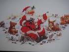 Unused Vintage Greeting Card Giordano Christmas Santa W  Woodland Animals  birds