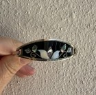 Vintage Alpaca Mexico Inlay Abalone Shell Mother Of Pearl Hinged Bangle Bracelet