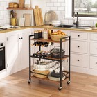 Hoobro Bar Cart Coffee Cart Kitchen Cart Wine Cart W  Wine Rack And Glass Holder