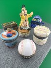 Vintage Porcelain Hinged Trinket Box Mixed Lot Of 6 Baseball Beach Birthday