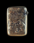 Choice Taisho Era Miniature Brass Vesta Amazingly Detailed Repouss   Rats At Play