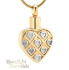 New Heart Gold Silver Hearts Urn Cremation Pendant Ashes Memorial Necklace