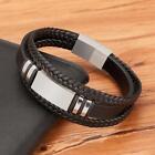 Men s Woven Leather Bracelet With Stainless Steel Magnetic Clasp     Stylish Gift