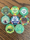 Collection Of  8   25 Casino Chips From Casinos   Racinos All Over The Usa     