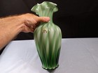 Fenton Green Cased Glass Large Melon Vase 11 1 4 