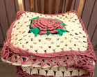 Crochet 3d Rose Afghan Blanket Granny Square 52 X 71    Cottage Throw Pink