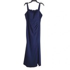 Alex Evenings Womens Dress Size 8 Blue Rosette Trim Sleeveless Ruched Gown New