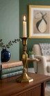 Vintage Solid Brass Candlestick Holder 8 5  Faceted Stem Octagonal Base