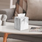 Square Tissue Box Cover  Marble Modern Facial Paper Holder  Cube Acrylic Tissue
