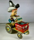Vintage Joe Cowboy   Tin Litho Metal Wind Up Jeep Car     See Seller Notes  