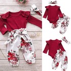 Newborn Baby Girls Floral Outfits Romper Tops Pants Skirts Set Infant Clothes