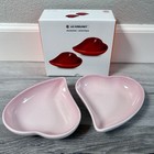 Le Creuset Set Of 2 Sphere Heart Petal Dishes Shell Pink Stoneware New In Box