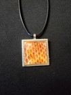Brand New Handmade Snake Shed Skin Jewelry Orange Necklace Square Black Cord