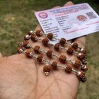 925 Silver   Natural 5 Mukhi Rudraksha Mala Rosary 54 1 Beads  Lab Certified