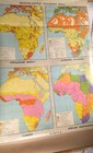 Vtg Mcm 1968 Pull Down Map Africa Denoyer Bright School Wall Art Roll Up