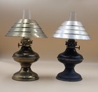 Acorn Style Antique Glass Miniature Oil Lamps Vintage Set Of Two