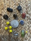 Antique Glass Button Lot sm Cameo  Scroll Picture Button Modern Beads Dog Charm