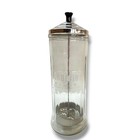 Vintage King Research Barbicide Disinfectant Glass Jar Container Salon Barber