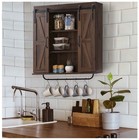 Rustown Farmhouse Cabinet  Assembled Wood Wall Storage W  Two Sliding Barn Door