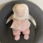 Vintage Eden Terry Cloth Pink Bonnet Doll Blonde Crinkle Rattle Plush Baby Lovey