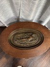 Antique Hand Carved Wooden Side Coffee Table W  Woman In Sea Inlay As Is