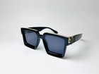 Luxury Square Sunglasses Black Frame Gray Lenses Oversized Designer Style Retro 