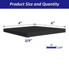 Foam Padding Sheets With Adhesive Backing - 3 4  Thick 4in 4in 3 4in  Black 
