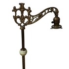 Antique Ornate Cast Iron Brass Bridge Arm Floor Lamp 55    W Uranium Glass Accents