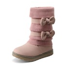 Kids Girls Winter Snow Boots Bow-knot Faux Fur Lined Mid Calf Boots