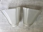 Pair Of Vintage Frosted Glass Lamp Shades Art Deco Style Stepped Skirt Design