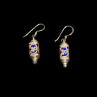 Vintage Berber Kabyle Silver Enamel Earrings Tibetan Tribal Scrolls Unique 