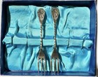 Vintage Jerusalem Israel Souvenir De-lux Silver Plated Set Of 2 Forks In Box